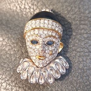 Swarovski Crystal Pierrot Pin Rare Clown